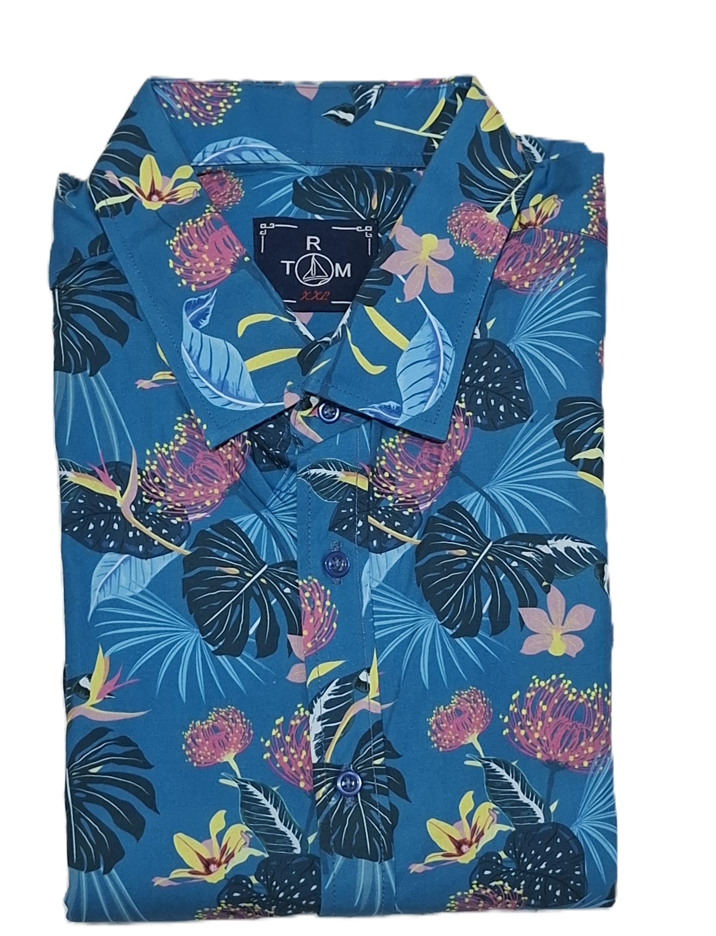 chemise homme à imprimé tropical – élégance colorée avec motifs feuilles et fleurs